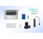 i-tec Metal C31HUBMETAL2A2C hub & concentrateur USB 3.2 Gen 1 (3.1 Gen 1) Type-C 10000 Mbit/s Noir