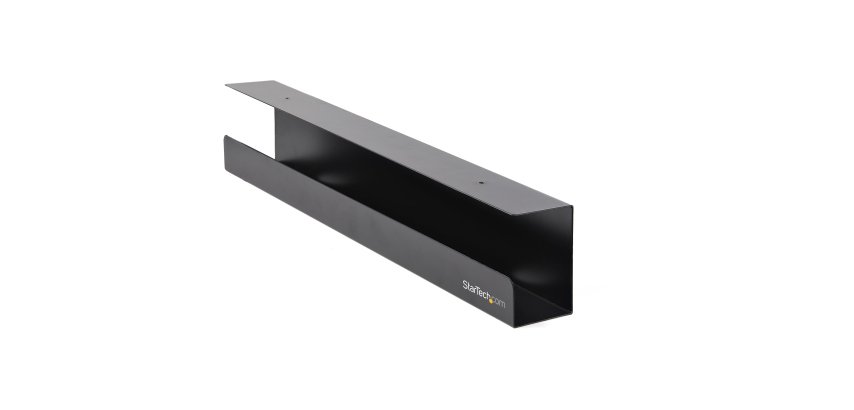 StarTech.com Under Desk Cable Management Tray - Office/Standing Desk Cable Tray Organizer - Desk/Table Mount Holder for Cords/Wire/Power Strip - Computer Cable Manager - 23-1/2"L x 4-1/2"D