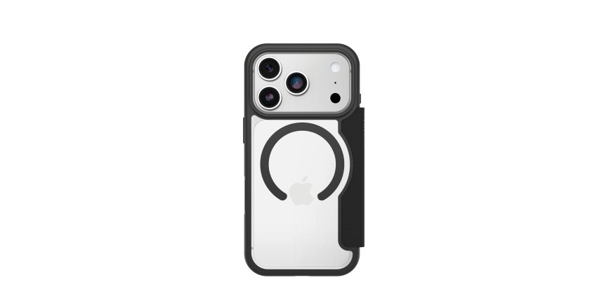 OtterBox React Folio MagSafe Series pour Apple iPhone 17 Pro, noir Crystal, transparente/noir