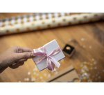 Brother TZE-RE34 label-making tape Gold on Pink