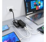 AISENS Cargador Sobremesa GaN 100W, 3x USB-C PD3.0 QC4.0 QC5.0, 1x USB-A QC3.0, Negro