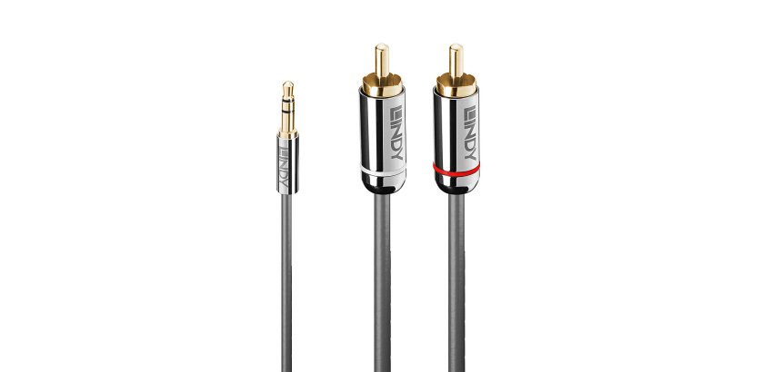 Lindy 35333 cable de audio 1 m 3,5mm 2 x RCA Antracita