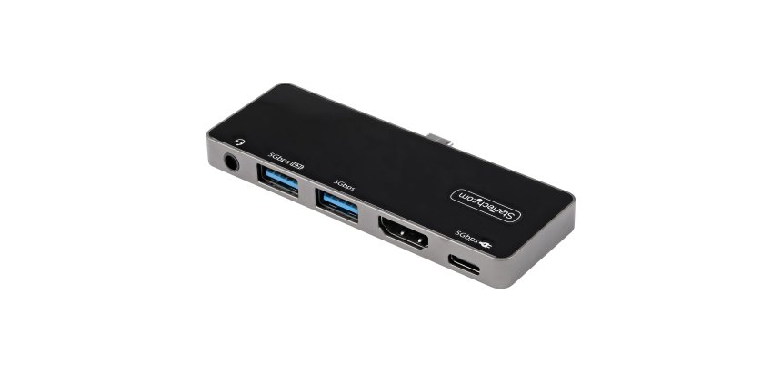 StarTech.com Adaptateur Multiport USB-C - USB-C vers 4K 60Hz HDMI 2.0 - Power Delivery Passthrough 100W - Hub USB 3.0 3 Ports - Audio - Mini Dock USB-C - Travel Dock USB Type-C