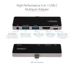 StarTech.com USB C Multiport Adapter - USB-C to 4K 60Hz HDMI 2.0, 100W Power Delivery Pass-Through Charging, 3-Port USB 3.0 Hub, Audio - USB-C Mini Dock - Portable USB Type-C Travel Dock