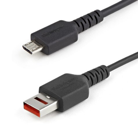 StarTech.com Cable de 1m Adaptador Bloqueador USB de Datos – Adaptador USB a Micro USB de Carga Segura – Micro USBC Solo de Carga para Tablet o Teléfono Móvil – Protector de Bloqueo de Datos