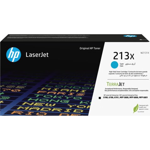 HP Cartucho de tóner Original LaserJet 213X de alto rendimiento cian