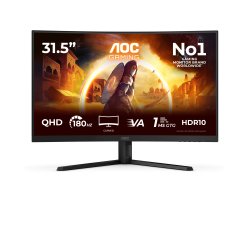 AOC G4 CQ32G4VE écran plat de PC 80 cm (31.5") 2560 x 1440 pixels Quad HD LCD Noir, Gris