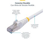 StarTech.com Cable de Red Ethernet CAT8 Blanco de 12m - Snagless - sin Pestillo - 25G/40G - 2000MHz - PoE++ 100W - 26AWG - S/FTP - Alivios de Tensión - Alambre de Cobre Puro - LSZH - Probado con Fluke