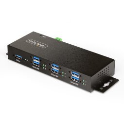 StarTech.com 7-Port Managed USB Hub met 4x USB-A, Heavy Duty met Industriële Stalen Behuizing, ESD & Overspanningsbeveiliging, Wand/Bureau/Din-Rail Montage, USB 3.0/3.1/3.2 Gen 1 5Gbps