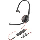 POLY Auriculares Blackwire 3215 monaural USB-C + conector de 3,5 mm + adaptador USB-C/A (paquete)