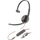 POLY Auriculares monoaurales Blackwire 3215 USB-C + Conector de 3,5 mm + Adaptador USB-C/A