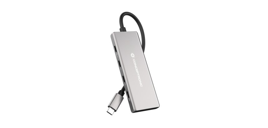 Conceptronic HUBBIES17G hub di interfaccia USB 3.2 Gen 2 (3.1 Gen 2) Type-C 10000 Mbit/s Grigio