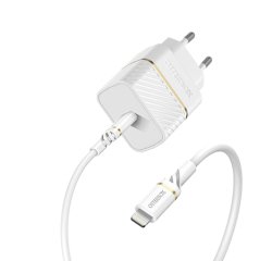 OtterBox EU Wall Charger 20W - 1X USB-C 20W USB-PD + USB C-Lightning Cable 1m, Cloud Dust White