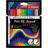 Feutre pinceau stabilo pen 68 brush arty aquarellable encre sans odeur riche en pigments  etui carton 18 unites