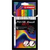 Pen 68 brush ARTY feutre pinceau - Etui carton de 12 feutres - Coloris assortis