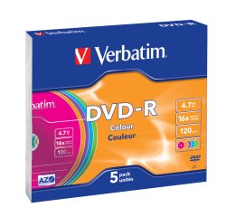 Verbatim DVD-R Colour 4,7 GB 5 pz