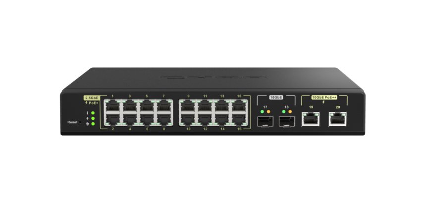 QNAP QSW-M2116P-2T2S commutateur réseau Géré L2 2.5G Ethernet Connexion Ethernet, supportant l'alimentation via ce port (PoE) Noir