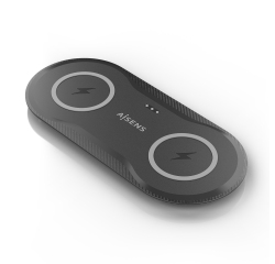 AISENS Cargador Inalambrico USB-C 15W 2 en 1 Para Movil Auriculares, Negro