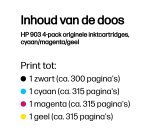 HP 903 4-pack originele inktcartridges, cyaan/magenta/geel