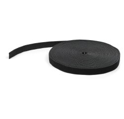StarTech.com Bobina de 15,2m de Gancho y Bucle - Tiras Reutilizables de Gancho y Bucle - Cinta Sujetacables - Envolturas Ajustables de Tela para Gestión de Cableado - Negro