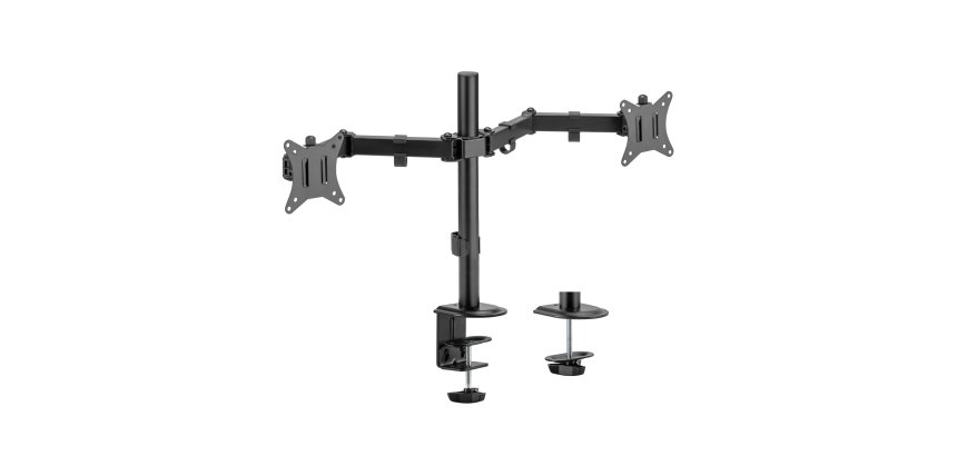 AISENS Soporte de Mesa ECO Giratorio e Inclinable para Monitor/TV 9Kg (3 Pivotes, 2 Brazos) de 17-32, Negro