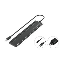 Conceptronic HUBBIES 7-Port USB 2.0 Hub with Power Adapter