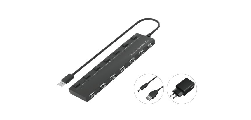 Conceptronic HUBBIES08BP hub di interfaccia USB 2.0 480 Mbit/s Nero