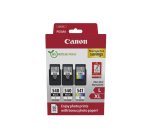 CANON PG-540L + CL-541XL Pack 3 cartouches 2 noires + 1 couleur pour imprimante jet d'encre avec 50 papiers photo