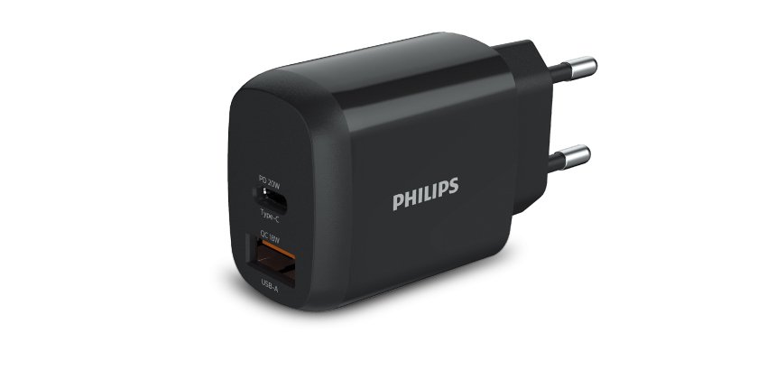 Philips Chargeur secteur 18W 1 port USB-Type C et 1 USB-A