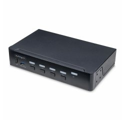 StarTech.com Switch KVM DisplayPort 4 Ports, Moniteur Unique 4K 60Hz, 6 Ports USB, Commutation par Touche de Raccourci et Bouton-Poussoir, DisplayPort 1.2, Commutateur KVM, Indépendant de l'OS, Conforme TAA