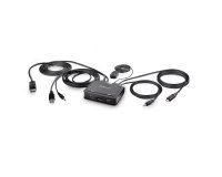 StarTech.com Switch KVM à Câble Hybride USB-C DisplayPort à 2 Ports, 4K 60Hz - Commutateur KVM avec Câbles hôtes intégrés USB-A/DisplayPort/Audio de 1,8m et USB-C de 1,2m - Switch KVM USB-C Alimenté par Bus