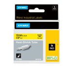 DYMO Rhino etiquetas industriales de tubo termorretráctil | 12 mm x 1,5 m | de color negro sobre fondo amarillo