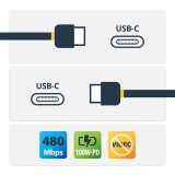 Cable de 2m USB-C a USB-C con capacidad para Entrega de Alimentación de 5A - USB TipoC - Cable de Carga USBC - Blanco