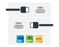 Cable de 2m USB-C a USB-C con capacidad para Entrega de Alimentación de 5A - USB TipoC - Cable de Carga USBC - Blanco