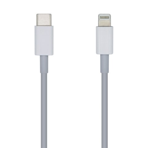 AISENS Cable USB 2.0 USB-? A Lightning PD 2A, Lightning/M-USB-?/M, Blanco, 1.0m