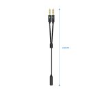 AISENS Cable Adaptador Audio Jack 3.5 4pines/H-2xjack 3.5 3pines/M, Negro, 25cm