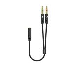 AISENS Cable Adaptador Audio Jack 3.5 4pines/H-2xjack 3.5 3pines/M, Negro, 25cm