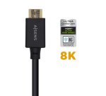 AISENS Cable HDMI V2.1 Ultra Alta Velocidad / HEC Certificado 8k@60Hz 48Gbps, A/M-A/M, Negro, 2.0m