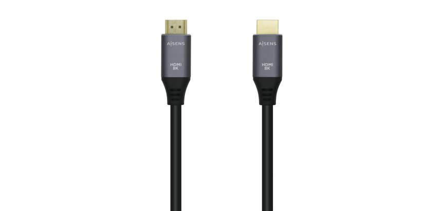 AISENS Cable HDMI V2.1 Ultra Alta Velocidad / HEC 8k@60Hz 48Gbps, A/M-A/M, Gris/Negro, 2.0m