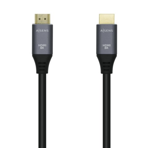 AISENS Cable HDMI V2.1 Ultra Alta Velocidad / HEC 8k@60Hz 48Gbps, A/M-A/M, Gris/Negro, 2.0m