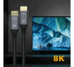 AISENS Cable HDMI V2.1 Ultra Alta Velocidad / HEC 8k@60Hz 48Gbps, A/M-A/M, Gris/Negro, 2.0m