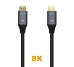 AISENS Cable HDMI V2.1 Ultra Alta Velocidad / HEC 8k@60Hz 48Gbps, A/M-A/M, Gris/Negro, 2.0m