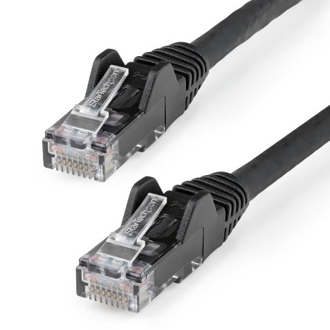 Cable de 15m CAT6 Ethernet - LSZH - Cable de Red RJ45 UTP de 10Gb - 650MHz - PoE de 100W - Latiguillo Snagless con Alivio de Tensión - sin Traba - ETL - Negro