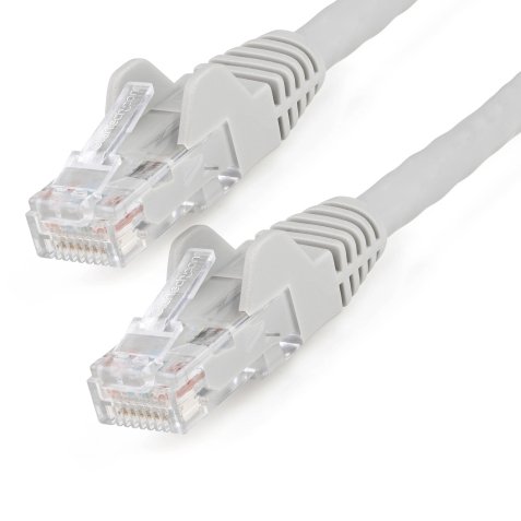 Cable de 10m CAT6 Ethernet - LSZH - Cable de Red RJ45 UTP de 10Gb - 650MHz - PoE de 100W - Latiguillo Snagless con Alivio de Tensión - sin Traba - ETL - Gris