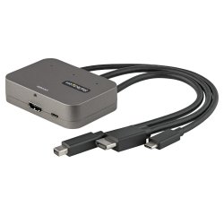 StarTech.com Adattatore Multiporta a HDMI 3-in-1 - Convertitore da USB-C, HDMI o Mini DisplayPort a HDMI per sala conferenze 4K 60Hz - Adattatore AV digitale per collegare monitor/display HDMI