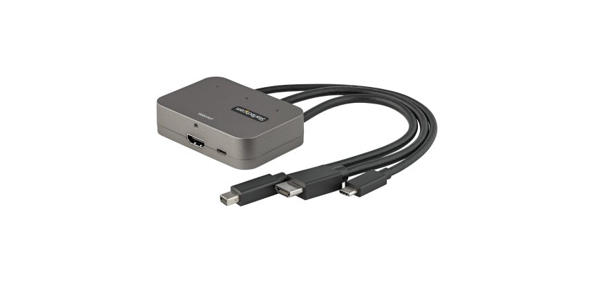 StarTech.com 3-in-1 Multiport auf HDMI Adapter - 4K 60Hz USB-C-, HDMI- oder Mini DisplayPort auf HDMI Konverter für Konferenzräume - Digitaler AV-Video Adapter zum Anschluss von HDMI-Monitor/-Display