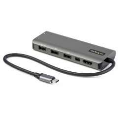 StarTech.com Adaptador Multipuertos USB-C - Docking Station USB Tipo C a HDMI o Mini DisplayPort 4K60 - Replicador de Puertos USBC PD 100W - Hub USB 4 Puertos - Red - con Cable Incorporado de 30cm