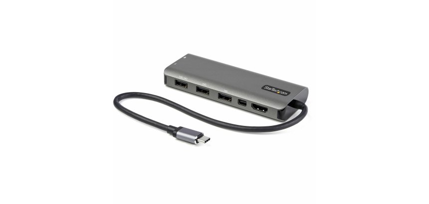 StarTech.com Adaptateur Multiports USB-C - USB-C vers HDMI ou Mini DisplayPort 4K 60Hz - Alimentation 100W Passthrough - Hub USB 4 Ports 10Gbps - Mini Dock USB Type-C - Câble Intégré 30cm