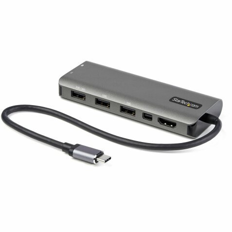 StarTech.com USB C Multiport Adapter - USB-C naar HDMI or Mini DisplayPort 4K 60Hz, 100W Power Delivery Pass-Through, 4-Port 10Gbps USB Hub - USB Type-C Mini Dock - 30cm Vaste Kabel