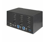 StarTech.com Commutateur KVM DisplayPort 2 Ports pour 3 Moniteurs - 4K 60Hz UHD HDR - KVM de Bureau DP 1.2 avec Hub USB 3.0 2 ports (5Gbps) et 4 Ports USB 2.0 HID, Audio - Commutation par Touches - TAA